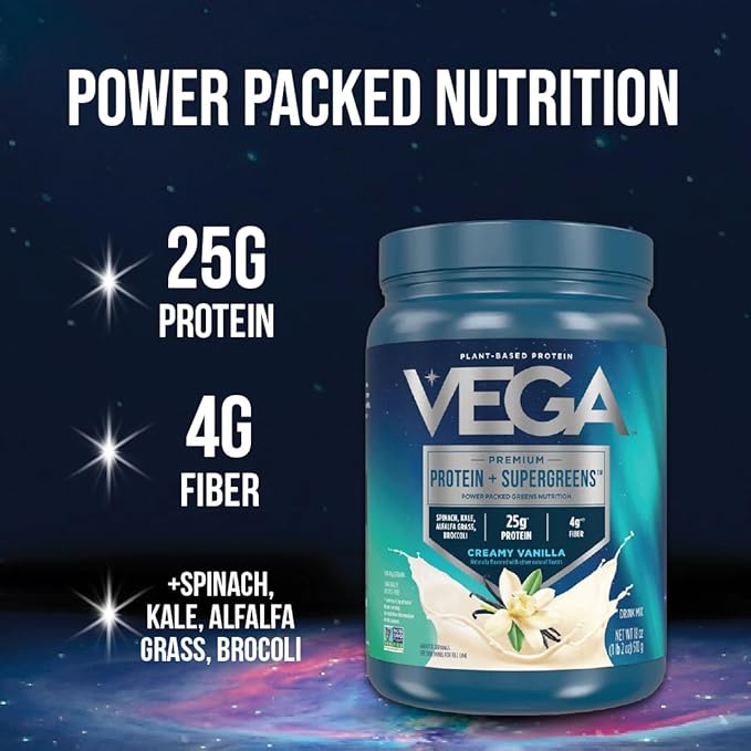 Vega Protein and Greens Protein Powder Mixed Berry (11 Servings) 25g Plant Based Protein Plus Veggies Vegan Non-GMO Pea Protein for Women and Men 1.2lbs
