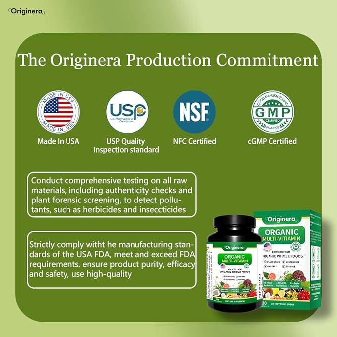 Organic Whole Foods Supplement Multi-Vitamin: Immune Brain &amp Heart Support | with Prebiotics and Postbiotics | Vegan Capsules for Men &amp Women. Gluten &amp Soy Free - 120 Plant-Sourced Capsu