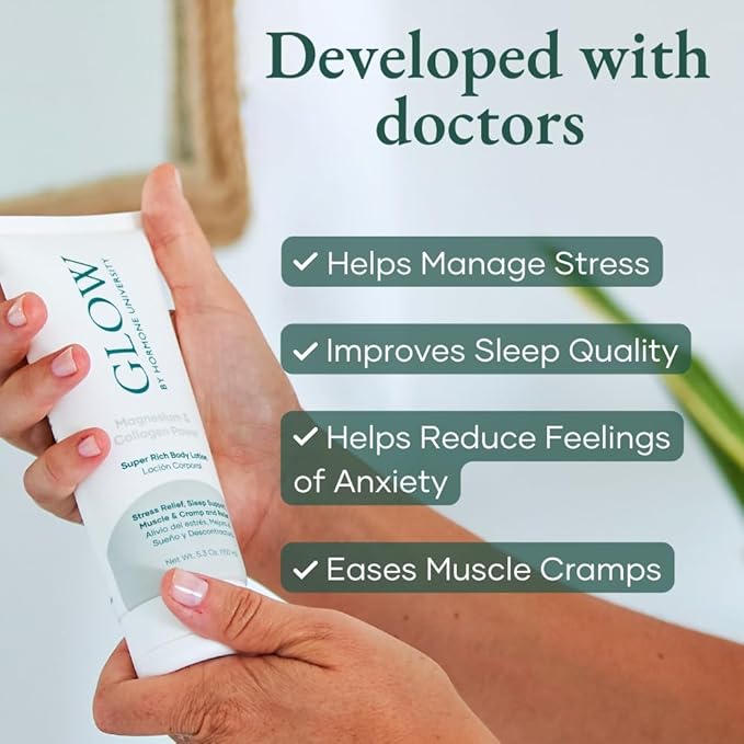 Glow by Hormone University - Magnesium Lotion with Collagen - Magnesium Cream - Bedtime Routine Sleep Lotion - The Highest Concentration of Genuine Zechstein Magnesium Chloride (Pack of 1)