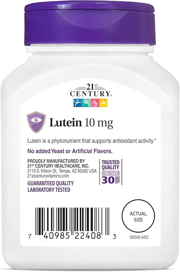 21st Century Lutein 10 mg - 60 Tablets Pack of 2