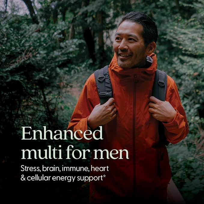 New Chapter Men's Multivitamin Advanced Formula for Stress Brain Immune Heart &amp Energy Support Higher Levels of Whole-Food Fermented Essential Nutrients for Men + Selenium + B Vitamins 120 ct