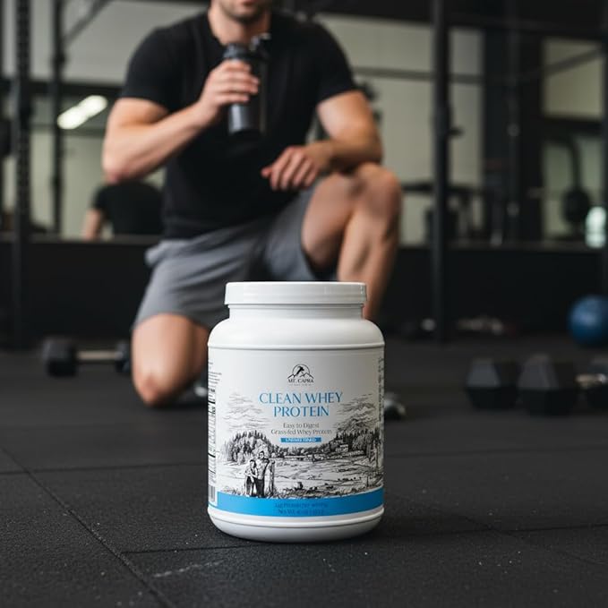 Mt. Capra Clean Whey Protein | Grass-Fed Undenatured Goat Whey Protein Powder | 24 g Protein Per Serving All Natural Non-GMO High in Branch Chain Amino Acids | Unsweetened | 15 Servings - 16 oz