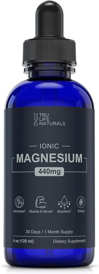 Ionic Magnesium Drops 440 mg- 4oz (48 Servings) Solar-Evaporated Concentrate from Utah’s Great Salt Lake | Liquid Magnesium Supplement for Vitality &amp Hydration Support - Muscle Bone &amp Nerve F