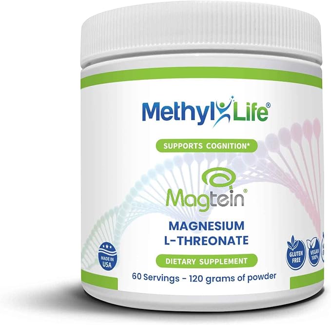 Methyl-Life® Magtein® Magnesium L-Threonate Powder – Brain-Preferred Magnesium for Superior Absorption &amp Purity | 120g (60 Servings) | Non-GMO Gluten-Free Filler-Free