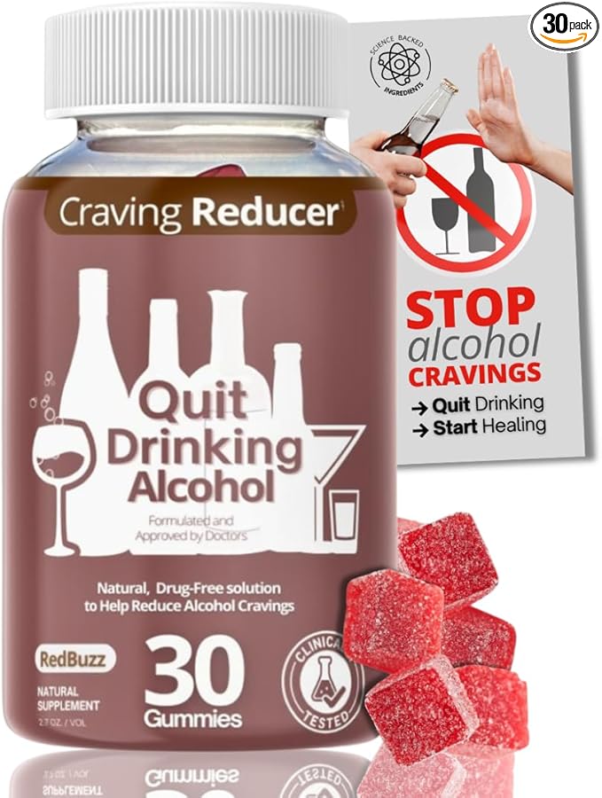 Quit Drinking Alcohol Aid | 100% Drug-Free Natural Works Fast Support Gummies to Help Less Cravings Suppress Triggers Before During &amp After Quitting