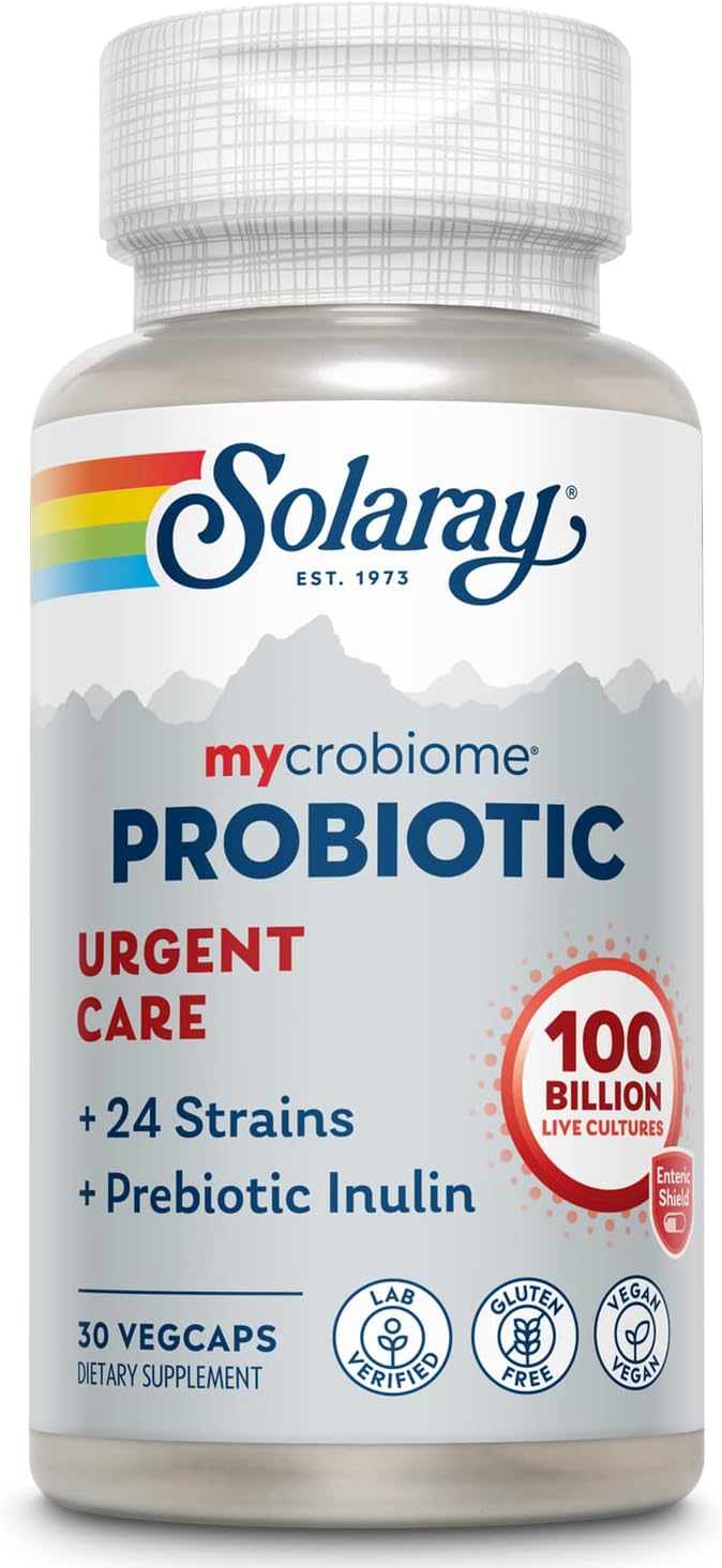 SOLARAY Mycrobiome Probiotic Urgent Care | Formulated to Support Healthy Digestion Immune Function &amp More | 100 Billion CFU | 30 VegCaps