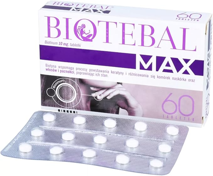 Formula Biotebal Max 10mg 60TBS European Version Biotin Max 10000 mcg Formula for Hair Skin and Nail Support