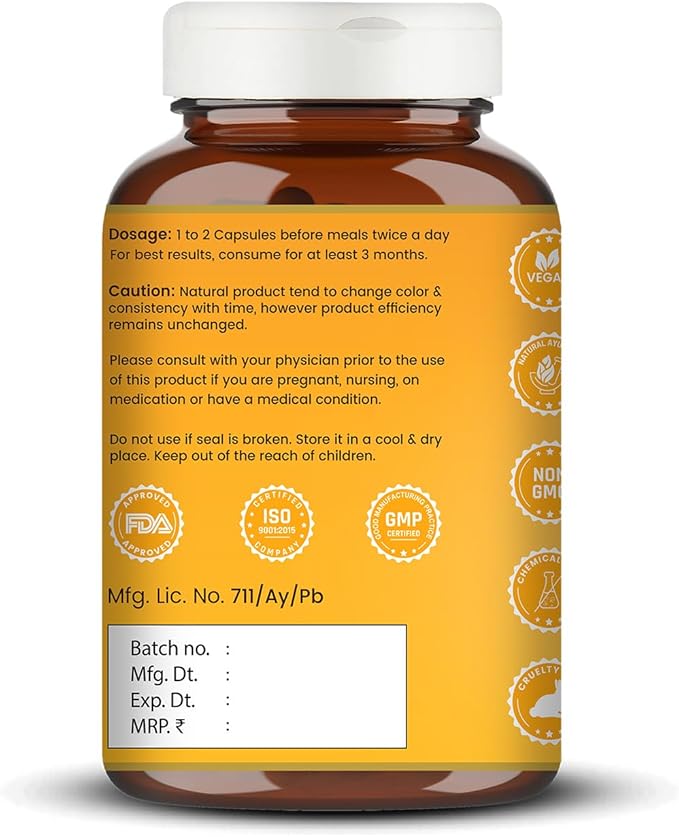 Curcumin Capsules - Antioxidant Properties | for Joint Comfort &amp Anti-Aging| Inflammation Relief | 60 Veg Capsules (60)