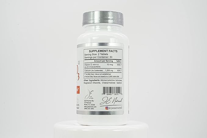 JE Natural Calcium 1200 mg + D3 400 IU Tablets. for Men &amp Women (1 Pack)