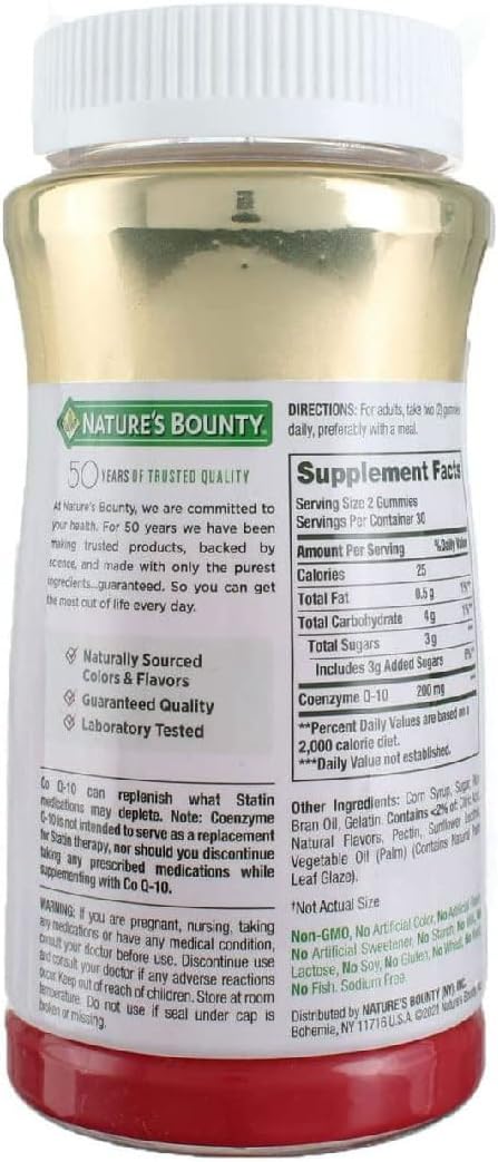 Nature's Bounty CoQ10 GummiesSupports Heart HealthCoQ10 200mgPeach Mango Flavor60 Count (Pack of 3)