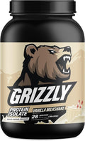 Grizzly Whey Isolate 25g Protein Powder Vanilla Protein Shake - 5.5g BCAAs for Growth &amp Muscle Recovery - 89% Whey Protein Per Serving - Post Workout Muscle Builder for Men &amp Women - 28 Servi