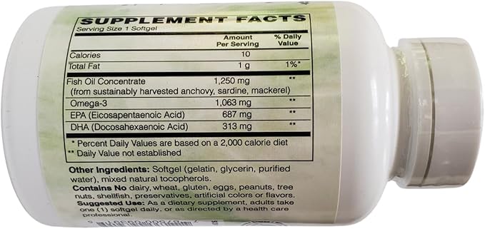 Holly Hill Health Foods Ultra Omega-3 Triglyceride Fish Oil 1000 mg EPA + DHA 60 Softgels