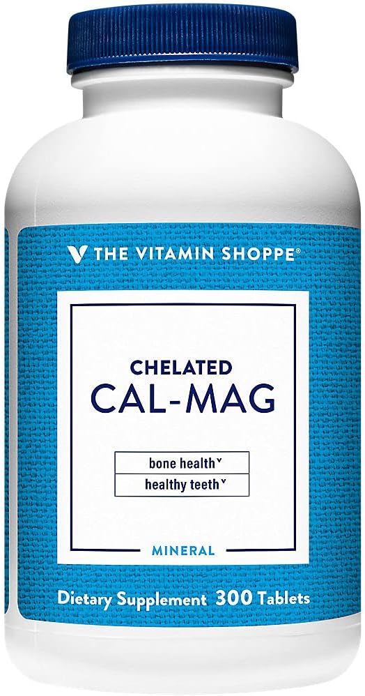 The Vitamin Shoppe Calcium Magnesium 2:1 - Bone Support Chelated | Cal-Mag with Vitamin D | 300 Tablets | Highly Absorbable