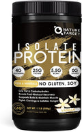NATURE TARGET Isolate Whey Protein Powder Vanilla 25g Protein Low Carb Sugar-Free &amp Gluten-Free 5.5g BCAAs Rich in Fibers &amp Minerals 1.1 Pound 16 Servings
