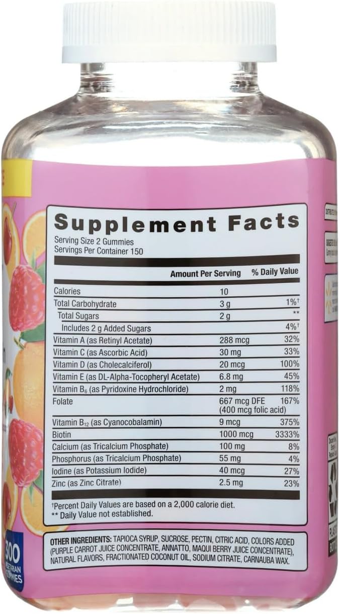 Equate Women's Multivitamin Gummies Daily Vegetarian Multivitamin for Adult Women Natural Fruit Flavor 300 Count (150 Servings) Sticker
