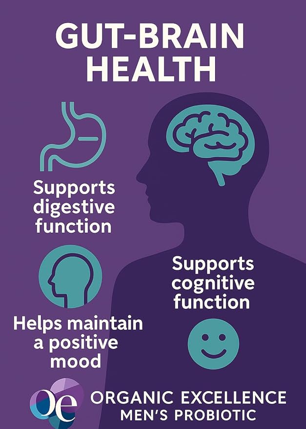 Organic Excellence Mens L Reuteri Probiotics for Gut Health with Prebiotics – 18 Strains for Digestive Health Bloating &amp Immune Support – 30 Billion Probiotics + Sporebiotics – 30 Capsules