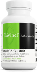 DAVINCI Labs Omega-3 1000 - Dietary Supplement to Maintain Already Normal Cholesterol Levels and Support Immune System Healthy Hair and Skin* - Gluten-Free - 90 Enteric Coated Softgels