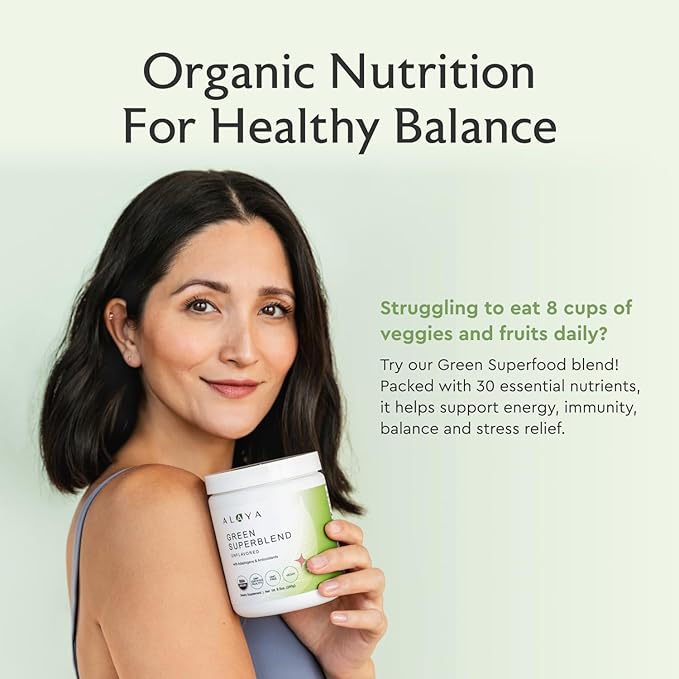 Alaya Organic Super Greens Powder – Superfood Blend with Spirulina Chlorella Probiotics Digestive Enzymes Adaptogens &amp Fiber – Vegan USDA Organic Non-GMO 30 Servings Mixed Berry