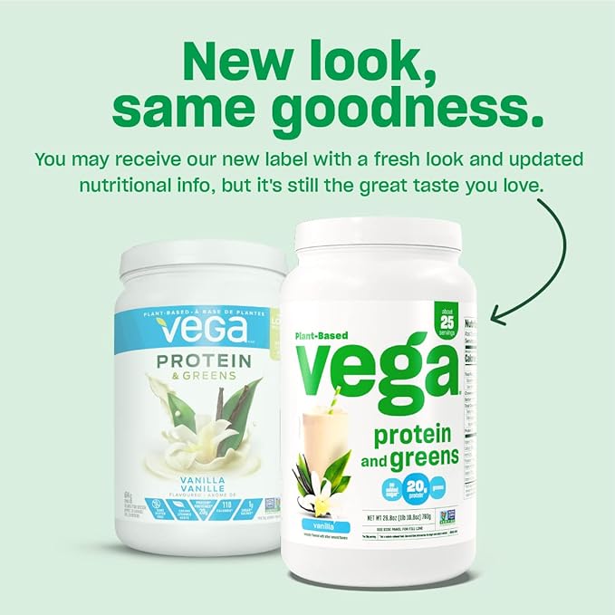 Vega Protein and Greens Protein Powder Berry - 20g Plant Based Protein Plus Veggies Vegan Non GMO Pea Protein for Women and Men 1.2 lbs (Packaging May Vary)