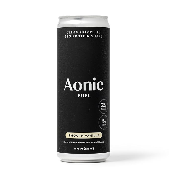 Aonic Fuel 32g Protein Shake 5g Fiber Lactose-Free Complete Amino Acid Profile No Added Sugar Made with Real Vanilla 11 fl oz (Pack of 12) - Smooth Vanilla