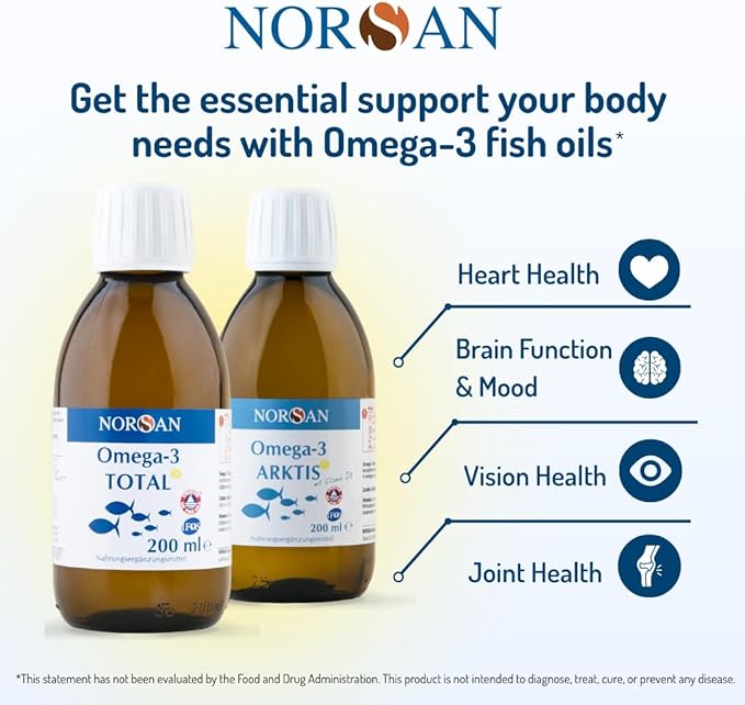 NORSAN Omega-3 Arktis Fish Oil – High-Potency 2000 mg EPA + DHA per Serving – Supports Heart Brain &amp Vision Health* – Natural Lemon Flavor – Friend of the Sea Certified – 6.8 fl oz Bottle (200ml
