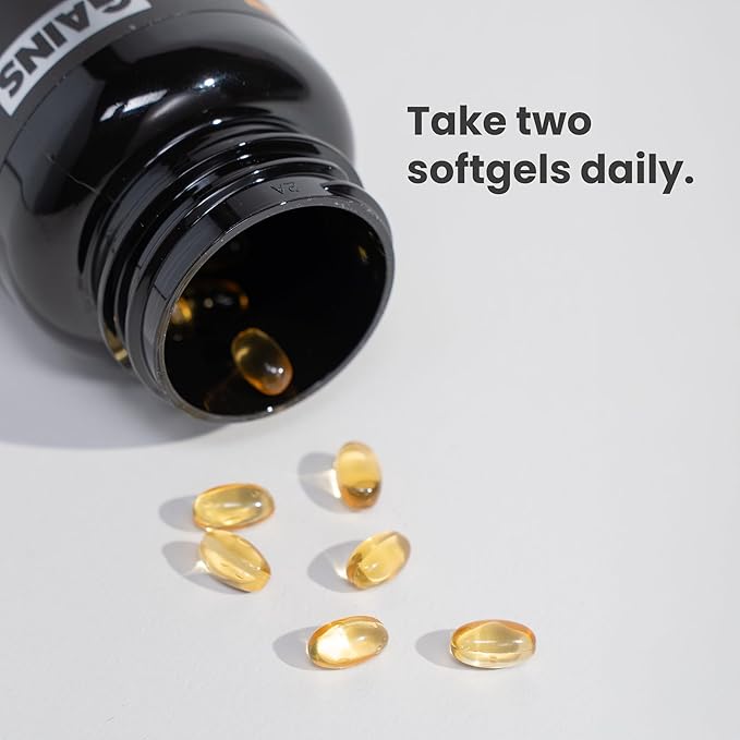 Gains in Bulk D3 K2 Supplement Vitamin D3 5000 IU Vitamin K2 100 Mcg Vitamin A 5000 IU Algae Oil with Omega 3 Wellness Support for Men &amp Women Gluten Free Vegan Non GMO 60 Softgels
