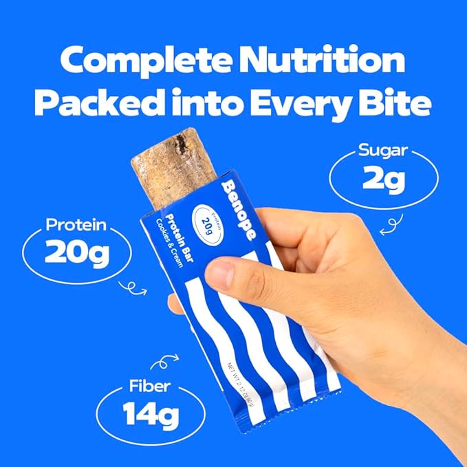Benope Protein bar Cookies&ampCream protein bar 60g x 12ea high protein low sugar low carb energy bar nutritious snack high protein snacks