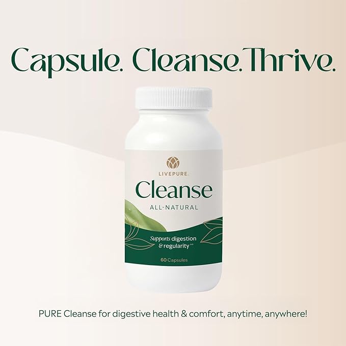PURE Cleanse Capsules | Gentle Digestive Support for Women | Plant-Based Vegan &amp Non-GMO Formula | Supports Gut Health &amp Digestive Comfort | Clean Wellness Supplement | 60 Capsules