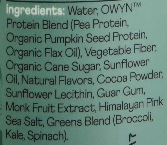 Owyn Plant-Based Cookies N' Cream Ready to Drink Protein 20g Protein Gluten Free &amp Non-GMO 12 Fl Oz (Pack of 12)