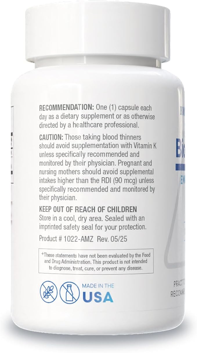 BIOTICS RESEARCH Bio-DK Caps™–Emulsified Vitamin D and K Vitamin D3 125 mcg &amp Vitamin K (k1k2) 550 mcg- MK7– Vitamin D3 K2 K1 Stronger Bones Musculoskeletal Strength Healthy Heart &amp BMI 6