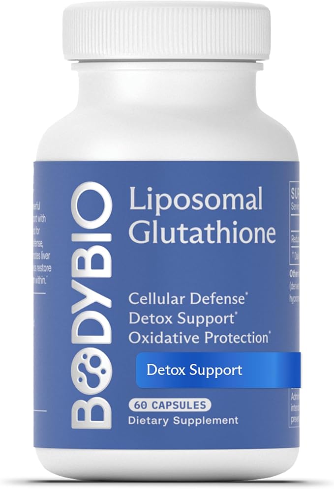 Bodybio Liposomal Glutathione | Body’s Most Powerful Antioxidant | Master Detoxification | Colon Cleanse| Optimal Cell Protection for Immune Defense | Enhanced Liposomal Absorption | 60 Capsules