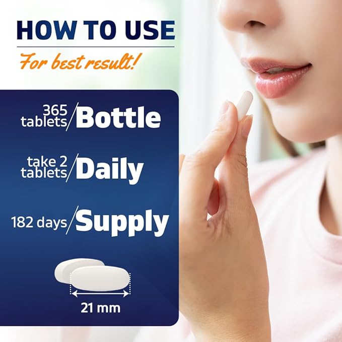 Vitamatic Calcium Supplement 1200mg with D3 K2 &amp B12 Immune &amp Bone Health Support - 365 Coated Tablets- 2 Pack