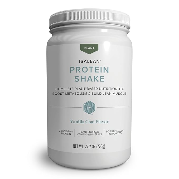 Isagenix Plant-Based IsaLean Protein Shake - Energy Powder with Whole-Food Sourced Vitamins - Supports Lean Muscle Growth &amp Healthy Metabolism - Gluten &amp Soy Free - Vanilla Chai 27.2 oz (14 S