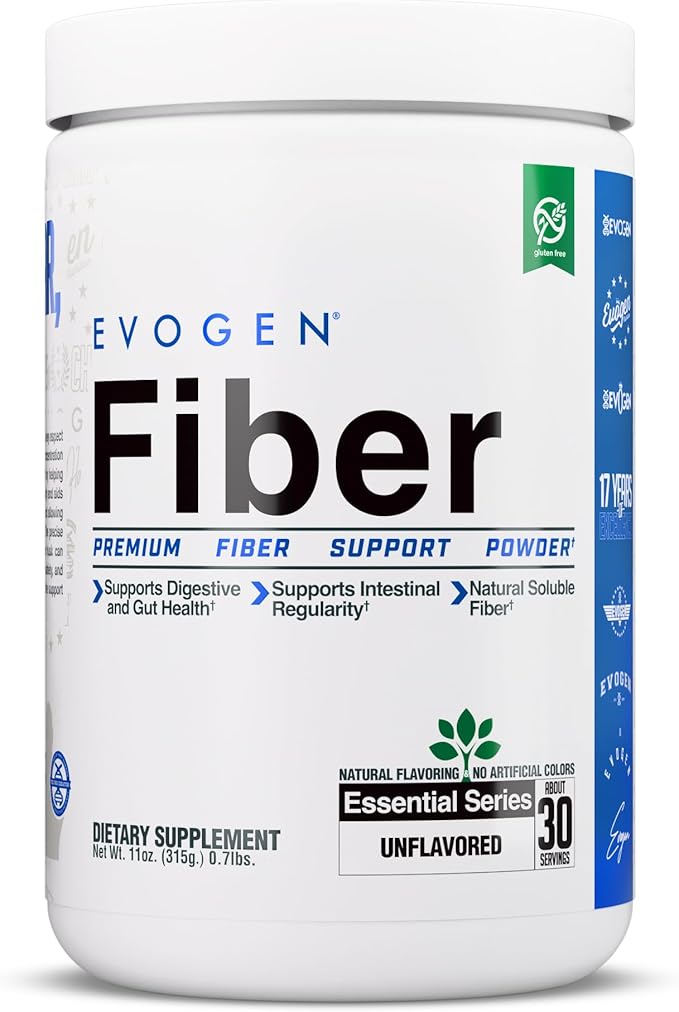 Evogen Fiber - Premium Fiber Powder Supplement | No Bloat Constipation &amp Gut Health Support | Unflavored | 30 Servings