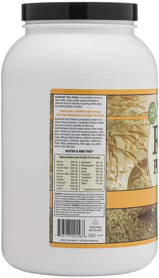NutriBiotic – Vanilla Rice Protein 3 Lb (1.36kg) | Low Carb Keto-Friendly Vegan Raw Protein Powder | Grown &amp Processed Without Chemicals GMOs or Gluten | Easy to Digest &amp Nutrient Rich