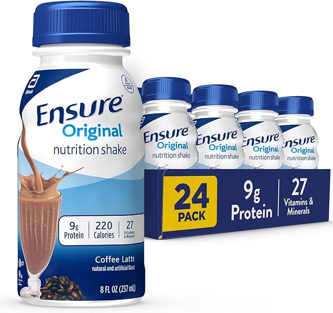 Ensure High Protein Strawberry and Original Coffee Latte Nutrition Shakes 24 Pack Bundle