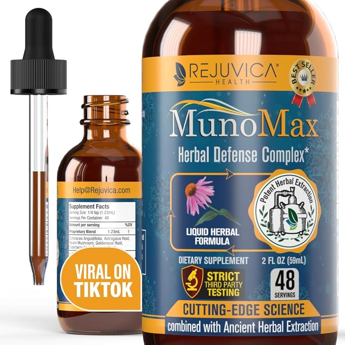 MunoMax - Advanced Immune Support Supplement - Liquid Delivery for Better Absorption - Echinacea Astragalus Reishi Goldenseal Elderberry &amp More!