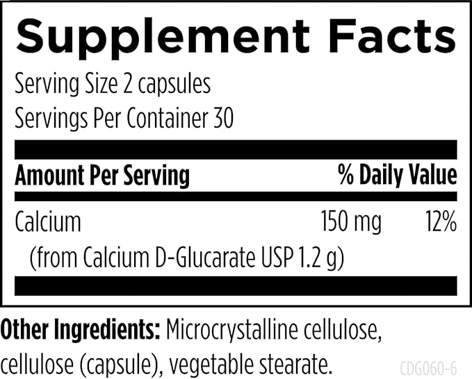 Designs for Health Calcium D-Glucarate - 1200mg CDG for Liver Support - Detoxification + Healthy Hormone Metabolism Support Supplement for Men + Women - Non-GMO Soy-Free (60 Capsules)