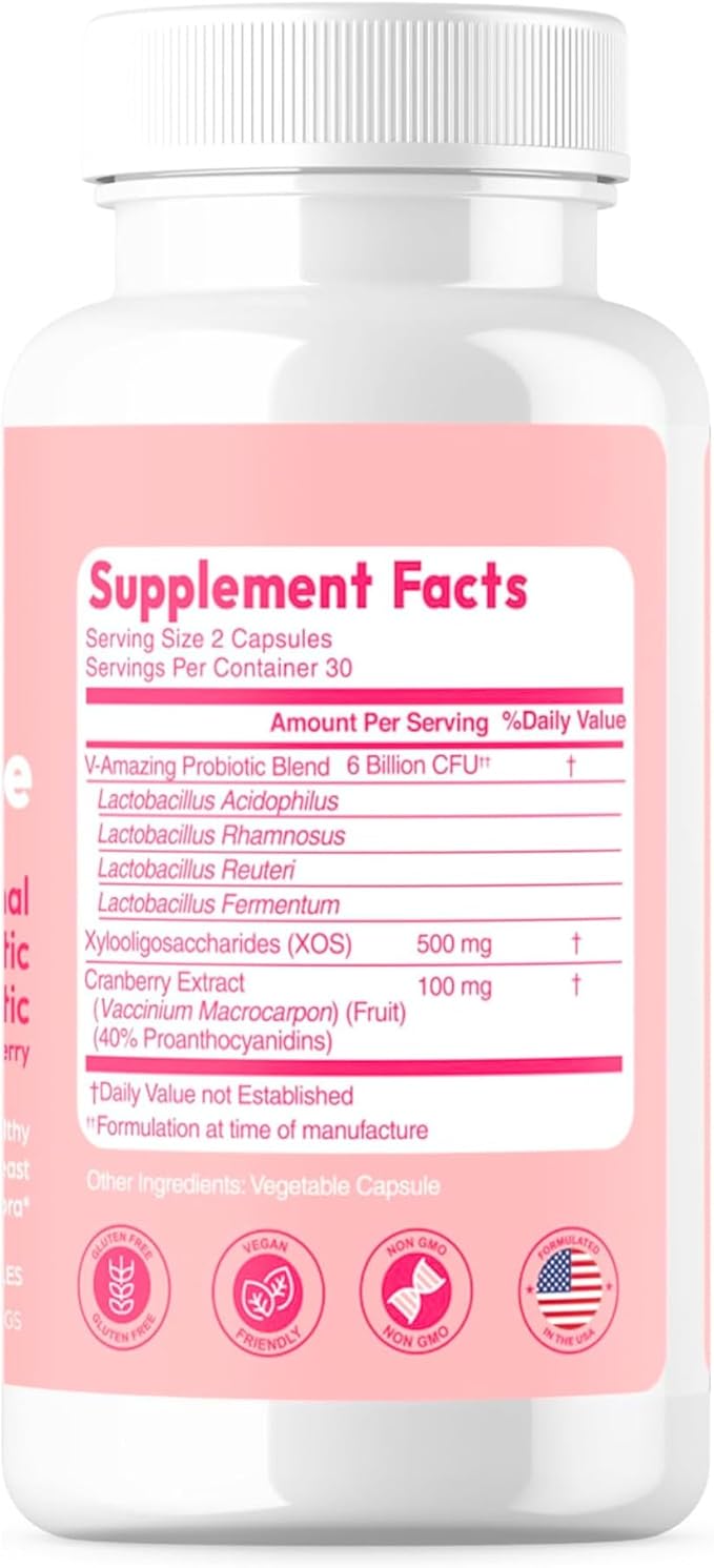 Mila Miamor ApHr-O-dYte Women’s Probiotic and Prebiotic with Cranberry - Gluten-Free Non-GMO Supplement for Feminine Health pH Balance Odor Control Urinary Tract - 60 Capsules