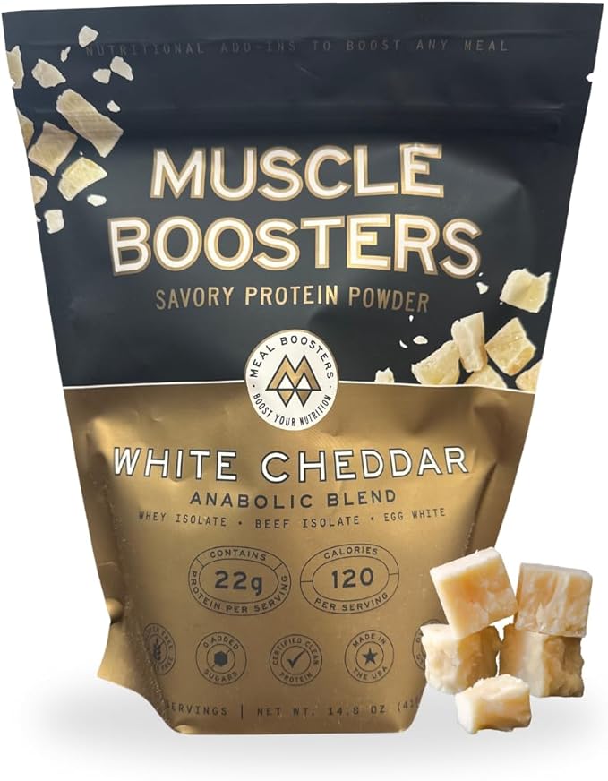 Muscle Boosters Savory Protein Powder | 22g Protein per Serving | Whey Isolate Beef Isolate Egg White Cooking-Friendly Protein Supplement