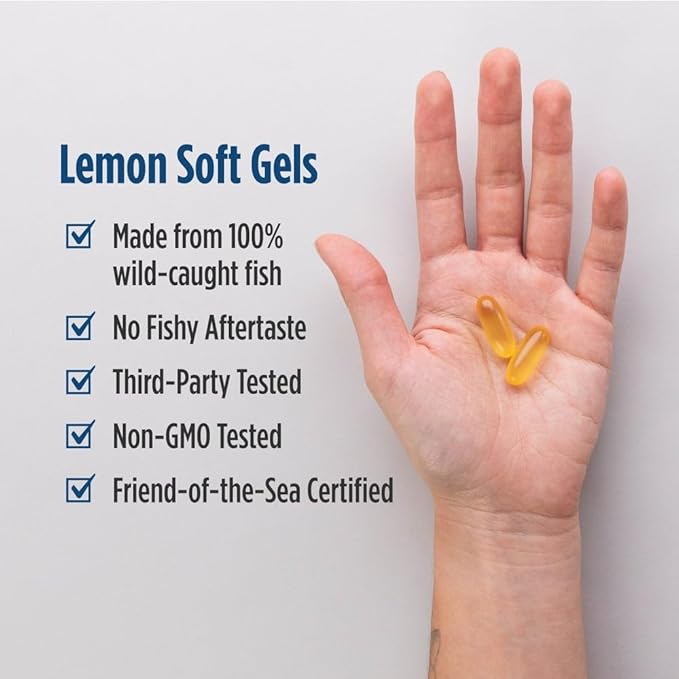 Nordic Naturals Omega-3 Lemon Flavor - 180 Soft Gels - 690 mg Omega-3 - Fish Oil - EPA &amp DHA - Immune Support Brain &amp Heart Health Optimal Wellness - Non-GMO - 90 Servings