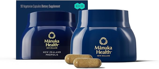 Manuka Health BIO30 Propolis 1-A-Day Immune Support Supplement with Vitamin C – Propolis Capsules for Immunity Wellness &amp Vitality - 90-Count (90-Day Supply)