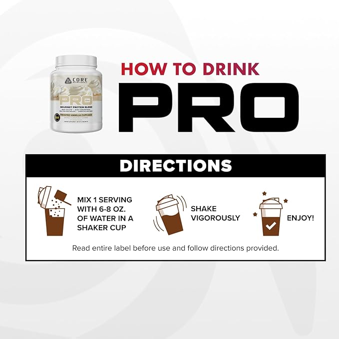 Core Nutritionals PRO Gourmet Protein Blend | Whey Protein Blend | with MCTs &amp Digestive Enzymes | Sustained Release Protein &amp Recovery Support |27 Servings (Strawberries N' Cream)