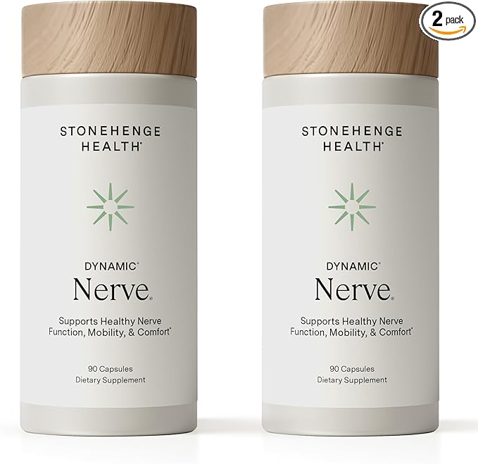 Stonehenge Health Dynamic Nerve Supplement - Supports Nerve Function in Fingers Toes Hands and Feet with Alpha Lipoic Acid ALA Benfotiamine Pea Robust B Complex Boswellia (Pack of 2)