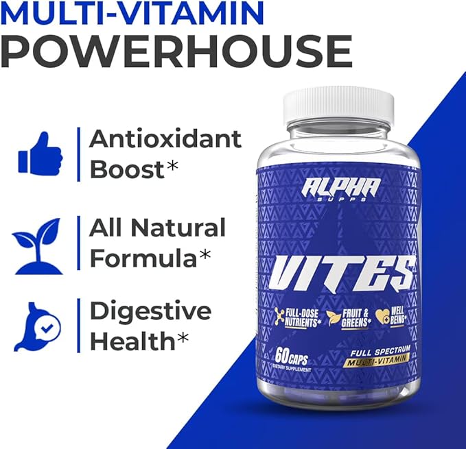 Alpha Supps Vites Men's Multivitamin Complete Daily Supplement with Fruits Veggies Energy Immune &amp Prostate Support - Daily Whole Food Vitamins with Antioxidants and Digestive Enzymes