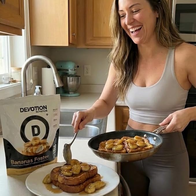 Devotion Nutrition Protein Powder Bananas Foster – 20g Whey Isolate &amp Casein Protein Blend – No Added Sugar Low Carb Gluten-Free Keto-Friendly 1g MCT Kosher – 2lb Pouch