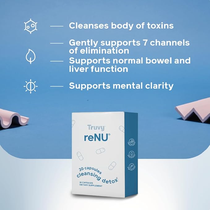 Truvy Renu Detox | 30 Count | Digestive Support Capsules | Supports Gut Balance &amp Natural Elimination | Plant-Based Formula for Internal Cleanse &amp Wellness