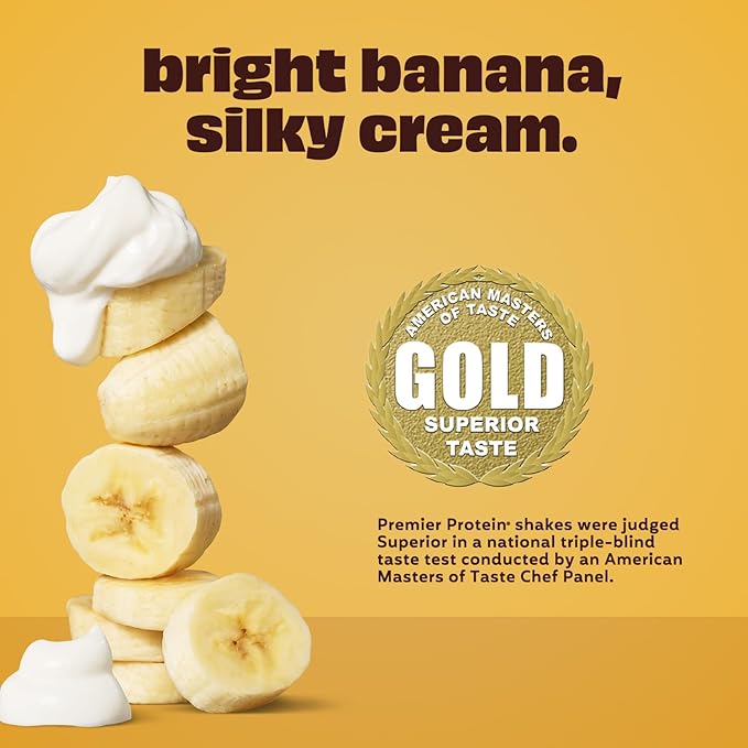 Premier Protein Shake Bananas &amp Cream 30g Protein No Added Sugar 24 Vitamins &amp Minerals to Support Immune Health 11.5 fl oz 12 Pack