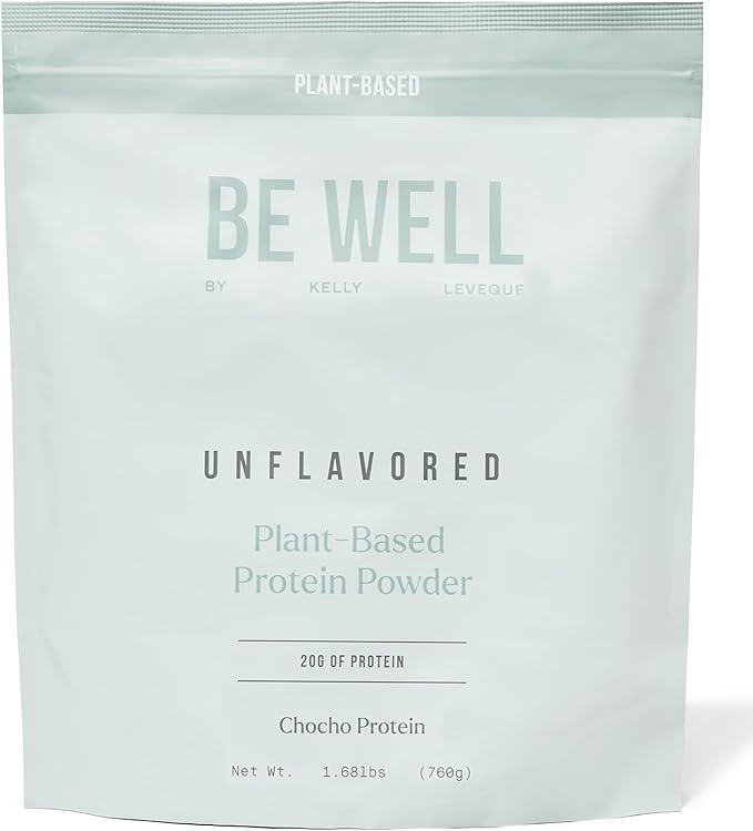 Be Well By Kelly Unflavored Plant-Based Protein Powder Vegan 20G of Protein &amp 8G of Fiber (1 Ingredient 20 Servings) 9 Amino Acids + 3 BCAAs No Soy No Dairy Stevia-Free No Sugar Added 1.68lb