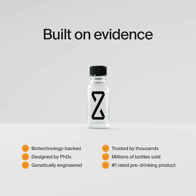 ZBiotics — Feel Better After Drinking Wake Up Refreshed Science-Backed Patented Probiotic for Easier Mornings Travel-Friendly 12-Pack of 0.47 Fl Oz Bottles